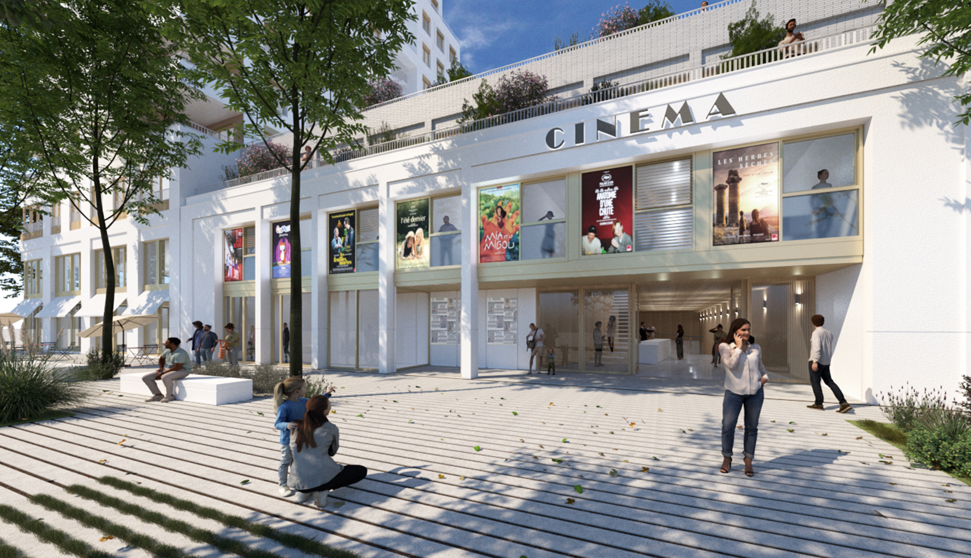 Gratte-ciel Villeurbanne collectif participatif vue ciel cinema lyon Tiers-lieu beton de chanvre BREAM HQE Bas carbone