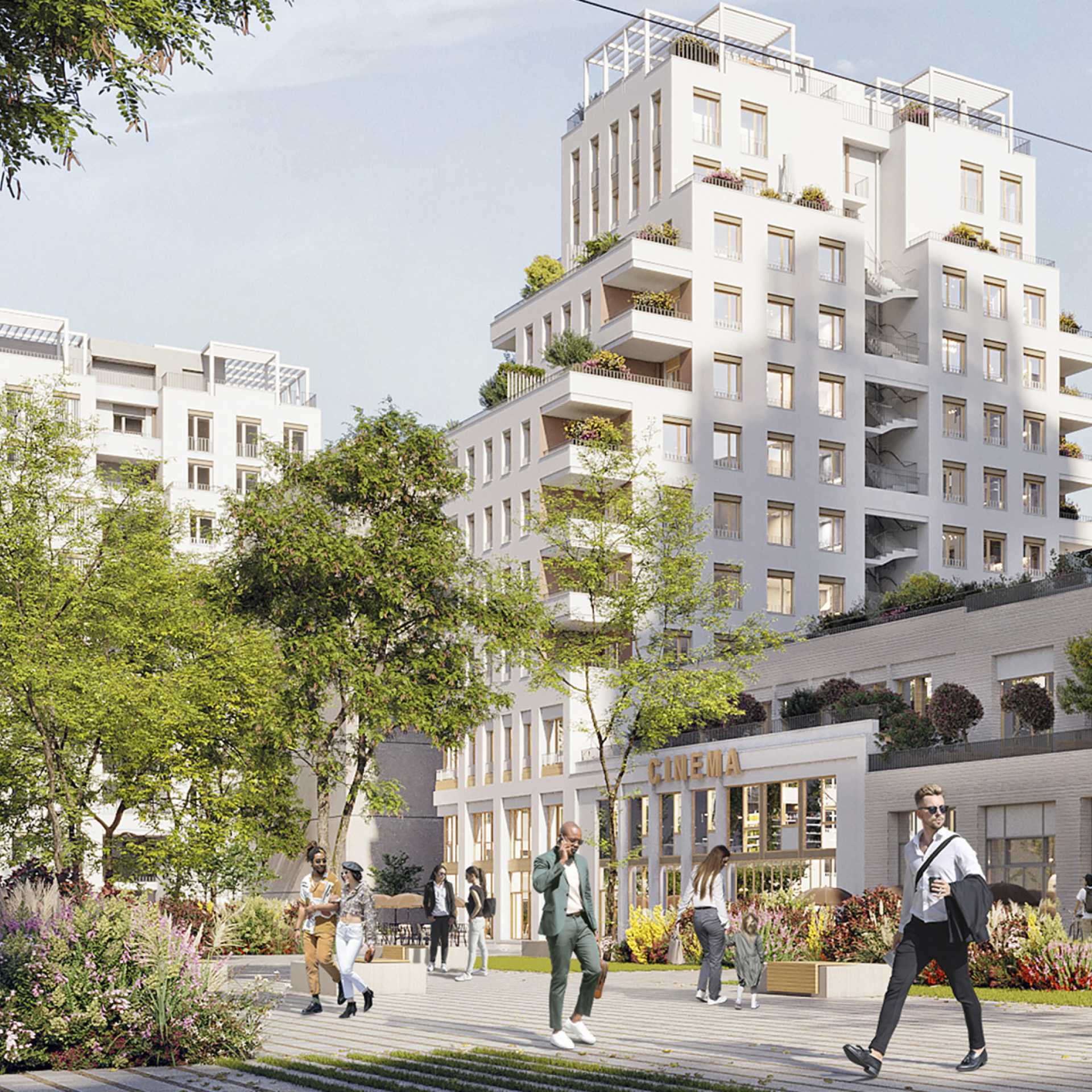 Gratte-ciel Villeurbanne collectif participatif vue ciel cinema lyon Tiers-lieu beton de chanvre BREAM HQE Bas carbone