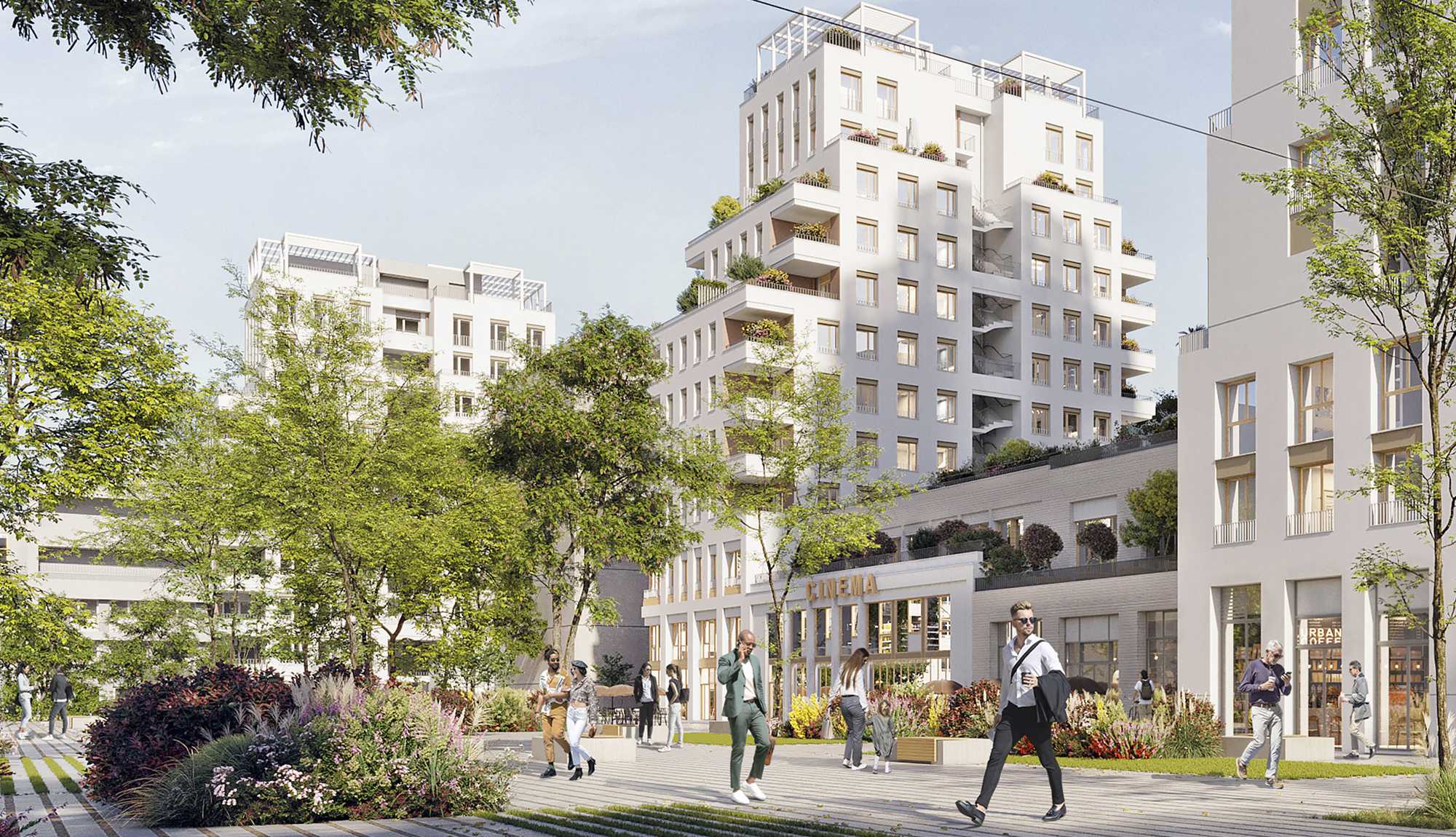 Gratte-ciel Villeurbanne collectif participatif vue ciel cinema lyon Tiers-lieu beton de chanvre BREAM HQE Bas carbone