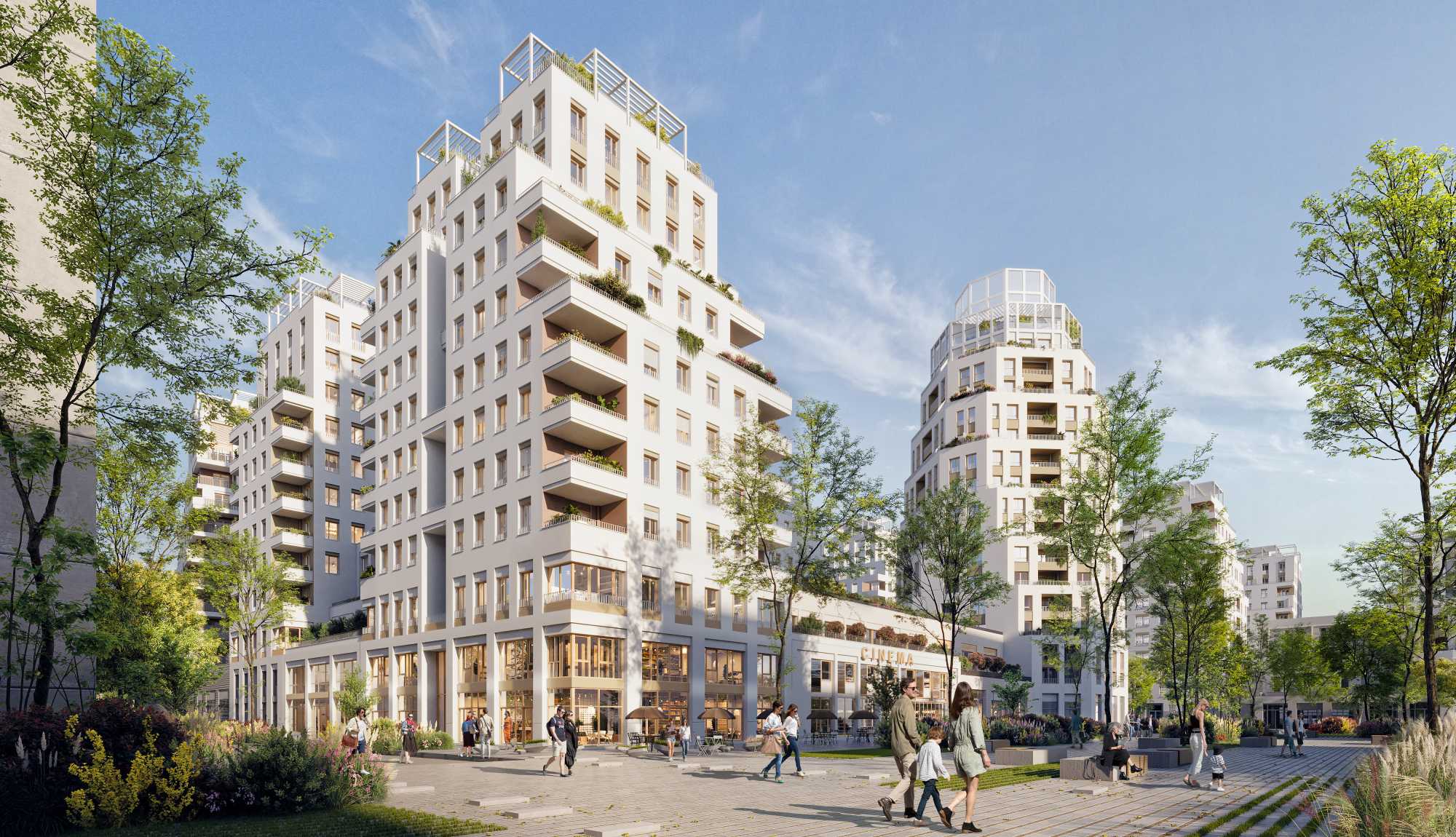 Gratte-ciel Villeurbanne collectif participatif vue ciel cinema lyon Tiers-lieu beton de chanvre BREAM HQE Bas carbone