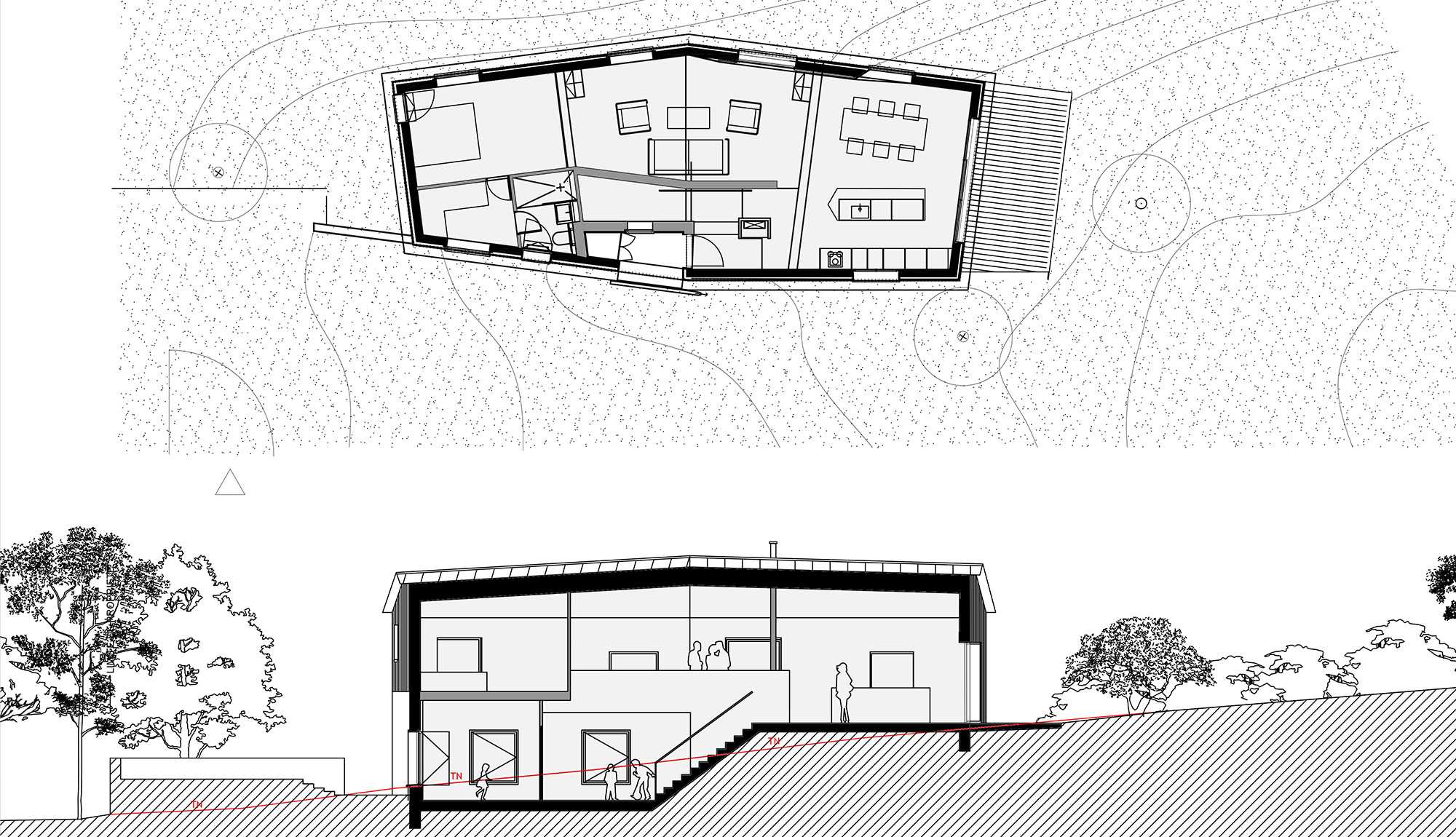 FAY ARCHITECTES - Maison individuelle, Construction neuve en bois brûlé à Chasselay.